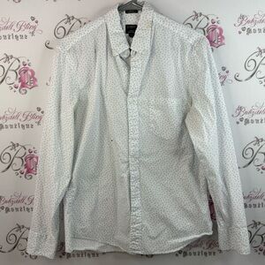 J. Crew button up long sleeve floral slim untucked White blue Patterned Shirt